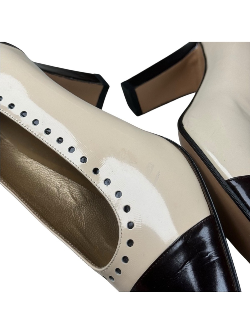 Vintage Yves Saint Laurent Leather Pumps Heels Italy Size 7.5 spectator heels - Picture 12 of 15